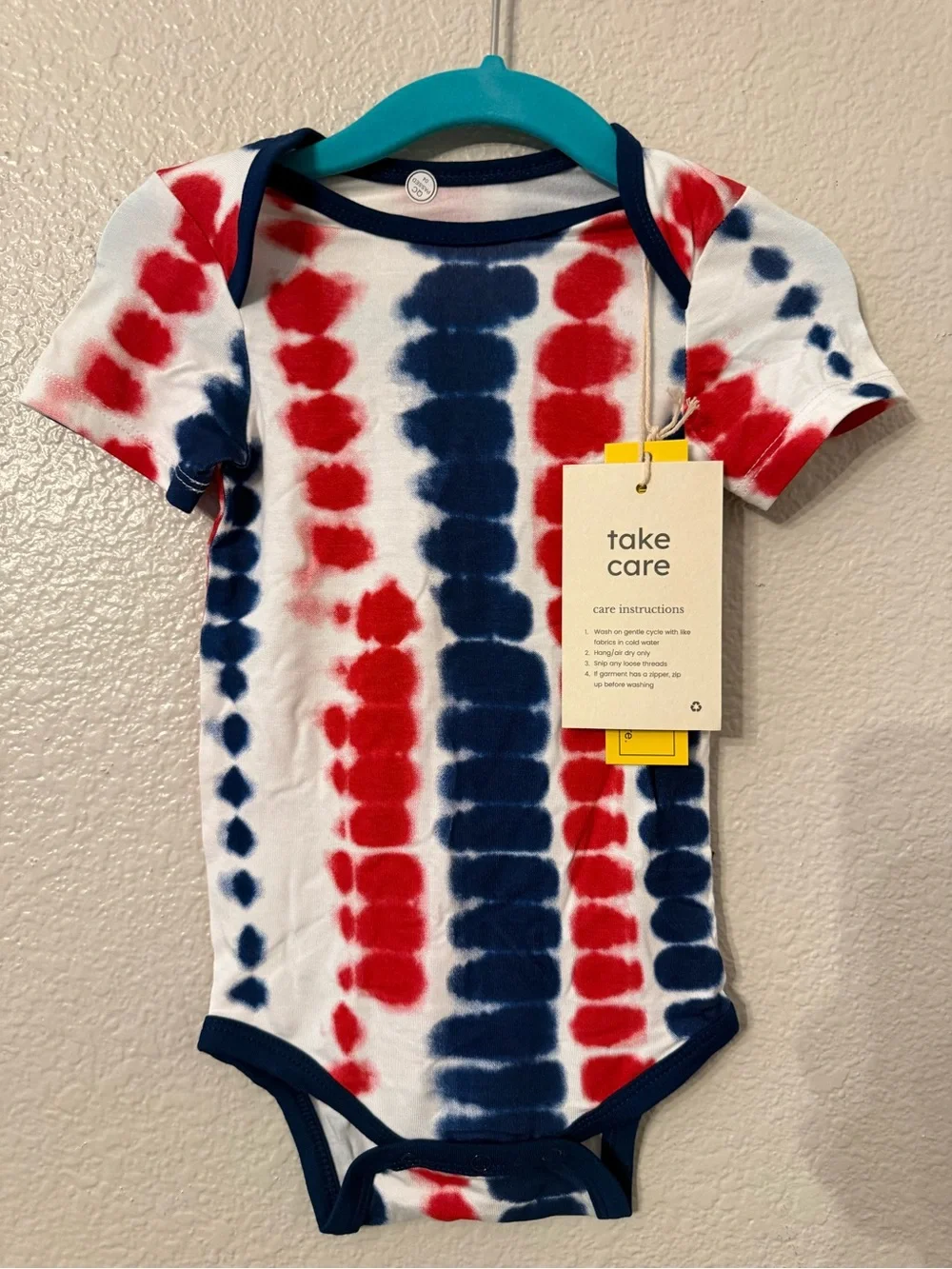 Kyte BABY Red, White & Navy Tie-Dye Short Sleeve One-Piece